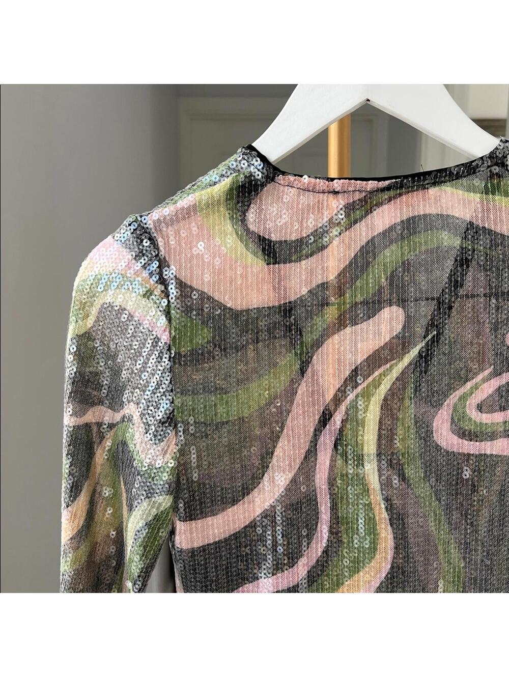 NWT HUTCH x Anthropologie McRae Boho Sequin Bell Sleeve Cover Up Size XS $188 - Picture 8 of 9